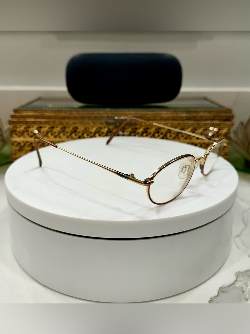 VTG Flexon by Marchon Gold Electroplated Rx Eyeglass Frames, VGUC w/ Flexon Case
